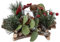itsisa Adventsgesteck rote Beeren und Zapfen mit Teelichtglas, Adventsdeko (Adventskranz), weihnachtliche Tischdeko
