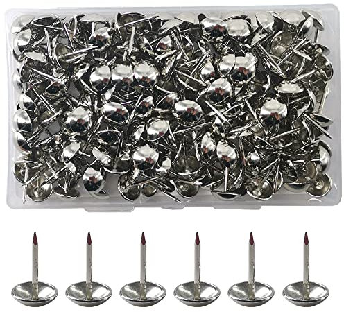Yosawo 200 Stück Polsternägel Rundkopfnägel Thumbtacks Kopfnägel Möbel Nägel Vintage für Sessel, Möbel, Bett, Dekornagel (Silber)
