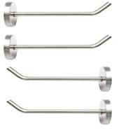 Fuiejioe, gancio appendiabiti lungo in acciaio inox color argento, singolo, resistente, 4 pezzi (100 mm)
