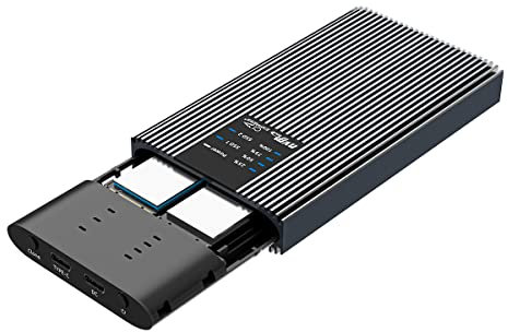ISHEEP NVMe AHCI M.2 SSD Duplicator Enclosure, USB3.2 Type C 20Gbps Clone Docking Station, for M.2 SSD 2230/ 2242/ 2260/ 2280, Support One Key Cloner Copy Function (K2022P)