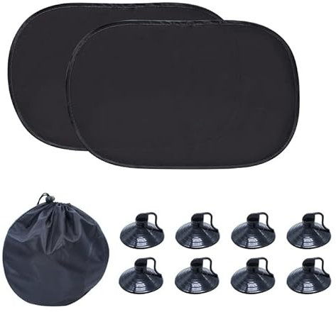 AIMEKE Sonnenschutz Auto Baby mit UV-Schutz (2er-Set), Universelle Sonnenschutz Auto Kinder mit Saugnapf, Doppelte Schutzwirkung, Faltbarer Sonnenblende Auto Kinder für Heckscheib