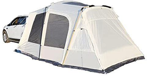WINTENT Universal Vehicle Rainfly Canopy, SUV/Truck/Hatchback Tailgate Awning Attachment for Camping - Waterproof Sun Shelter(Rainfly&Inner Tent, White)