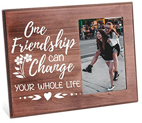 FINGERINSPIRE Bilderrahmen Freundschaft Kann Ihr Ganzes Leben Verändern 10x15 cm Rahmen Für Fernfreundschaft Geschenke Zum Aufhängen/Tisch Holzrahmen Freunde Erinnerungen Fotorahmen Für Geburtstag