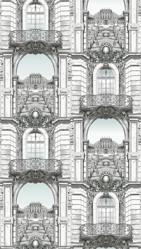 A.S. Création Livingwalls Vliestapete - Tapete Balkon in Schwarz, Grau und Weiß - Wandtapete für verschiedene Räume - Wandbild XXL 2,80 m x 1,59 m