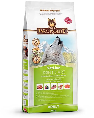 WOLFSBLUT – VetLine Joint Care | Diät Trockenfutter für ausgewachsene Hunde mit Gelenkerkrankungen. Getreidefreies Alleinfutter im Beutel | 12kg Truthahn mit Süßkartoffeln