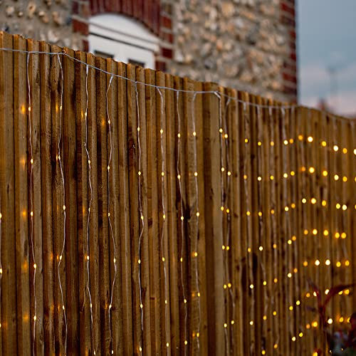 Lumify® USB-aufladbare Vorhangleuchten für den Außenbereich, warmweiß/weiß, solarbetrieben, 300 LEDs