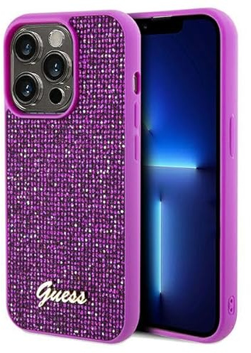 Guess GUHCP14LPMSDGSF Hülle für iPhone 14 Pro 6.1 Fuchsie hardcase Disco Metal Script