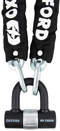 Oxford HD Chain Lock for Motorcycle, Motorbike, Scooter Security Sold Secure Theft Protection Bike Securing Chains (Black, 1.5m)