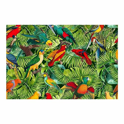 Bilderwelten Fototapete Botanik Collage Papageien Dschungel 255x384 cm Vlies-Tapete XXL Smart Wandtapete Wanddekoration Wohnzimmer Schlafzimmer