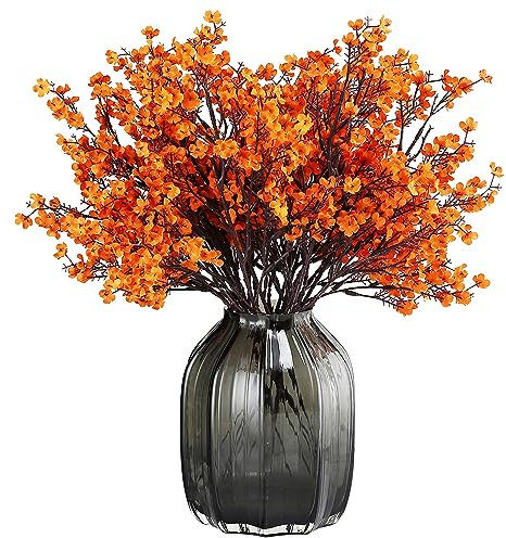 JAKY-Global Babys Atem Orange Seide künstliche Blumen 6 Bundle Europäische gefälschte Seidenpflanzen Dekoration Hochzeit Party Dekoration Blumensträuße Real Touch DIY Home Garden (Orange 6pcs)