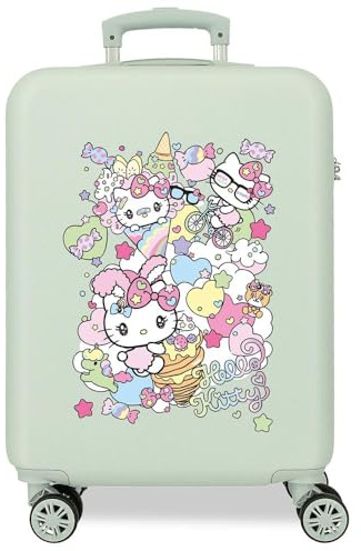 Hello Kitty Harajuko Maleta de Cabina Verde 38x55x20 cms Rígida ABS Cierre de combinación Lateral 34L 2 kgs 4 Ruedas Dobles Equipaje Mano