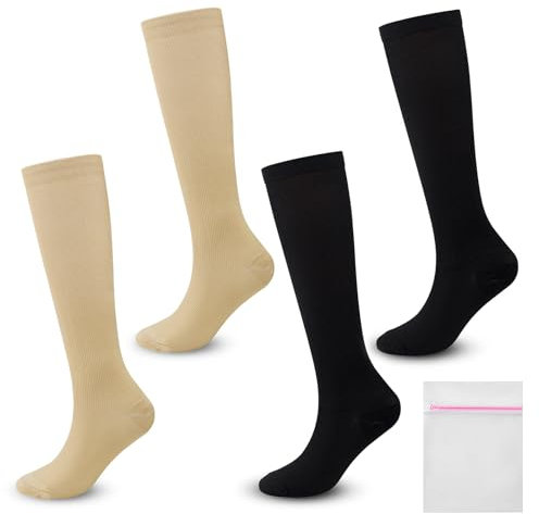 ZYKORT 2 Pairs Chaussettes de Compression (Taille L/XL), Bas de Contention pour Femme et Homme, Chaussette Haute convient aux voyages en avion, à la maternité et aux entorses de la cheville
