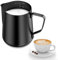 Newaner 350ml Milchkännchen zum Milchaufschäumen 304 Edelstahl, Milchkanne mit Messung Mark 12oz für Barista, Milch Pitcher für Cappuccino, Espresso, Latte Art, Perfekt für Kaffeeliebhabe, Schwarz