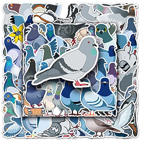 Pigeons Aufkleber Tierische Taube Stickers 50 Stück Skateboard Graffiti Aufkleber Motorräder Fahrrad Snowboard Gepäck Laptop Auto Koffer für Kinder und Jugendliche Wasserdichte Vinyl Aufkleber