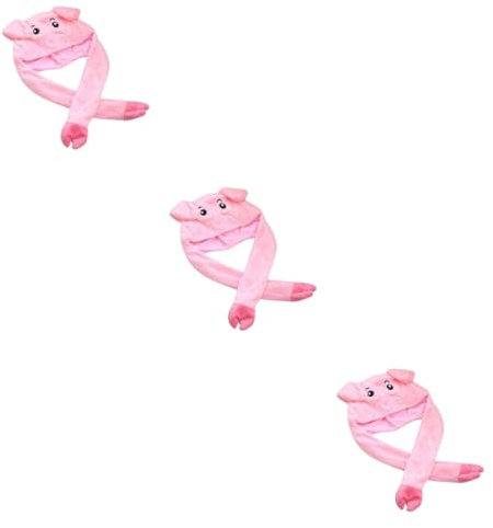 BESTonZON 3St Ohren Hut Hüte Ohrenmütze Plüsch-Schweinhut Schweinehut Hut mit beweglichen Ohren Wird sich bewegen Rosa