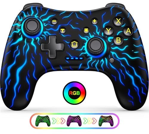Switch Controller compatibile con iOS/Android/Nintendo Switch/Lite/OLED/PC, regolatore di luminosità LED regolabile Pro con sensore somatoso, Turbo, 800 mAh