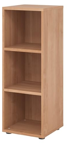 bümö Regal Nussbaum, Standregal aus Holz für 3 Ordnerhöhen - Bücherregal klein 40 cm schmal, Aktenregal für Ordner & Bücher, kleines Büroregal, Holzregal, Ordnerregal, Buchregal Dachschräge