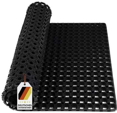 KARAT Ringgummimatte - Türvorleger, Schmutzfangmatte - Fußmatte aus Gummi - Schmutzfangmatte, Fußabtreter, Wabenmatte, Gummimatte, Drainagematte Octodoor (40 x 60 cm) 23 mm