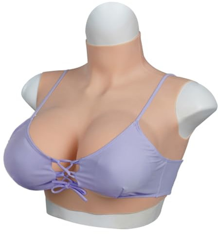 QIAOYIQIAO Silikon Fake Brüste B-G Cup Realistische Brustformen Silikon Brustplatte Falsche Brüste für Cosplay Crossdresser Drag Queen (bräunen, B Cup-Silikonfüller)