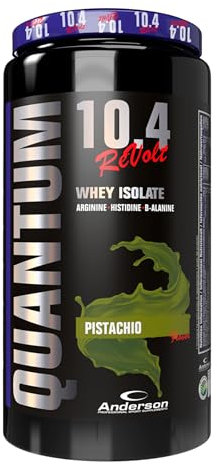 Anderson Proteine in polvere - Pistachio, 92% proteine, 22.9% BCAA, Volactive, microfiltrate, 0.5% lattosio, zero grassi, zero zuccheri, zero aspartame, zero doping - QUANTUM 10.4 REVOLT