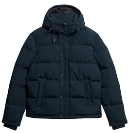 Superdry Herren Everest Kurze Pufferjacke mit Kapuze Finster Marineblau XL