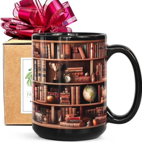 FALJIOK Novelty Library Mug Gifts for Readers, Bookish Gifts, Library Bookshelf Coffee Mug Gifts for Book Lovers, Book Lover Coffee Mug, Birthday Gifts for Book Lover 15oz-192