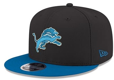 New Era Detroit Lions NFL Two Tone Schwarz Blau Verstellbare 9Fifty Original Fit Snapback Cap - One-Size