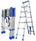 LLNIANZHI Klappleiter 20FT/6,5M Teleskopleiter A-Rahmen-Aluminium-Verlängerungsleiter für Arbeiten im Innen- und Außenbereich, 150 kg/330 LB Kapazität, Blau