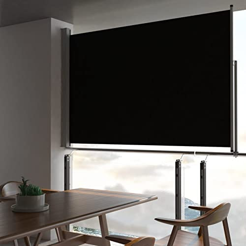 Xichuzi Ausziehbare Seitenmarkise, Sichtschutz Terrasse, Windschutz Balkon, Vertikalmarkise, Balkon Seitensichtschutz, Balkon Sonnenschutz, 160x300 cm Schwarz