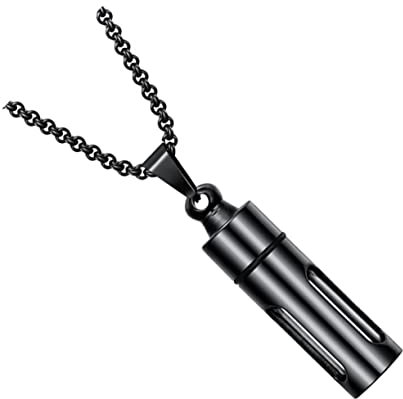 COSMEVIVI Openable Perfume Bottle Necklace Men Creative Stainless Steel Neck Pendant 55cm Chain Aromatherapy Bottle Pendant for Everyday Wear