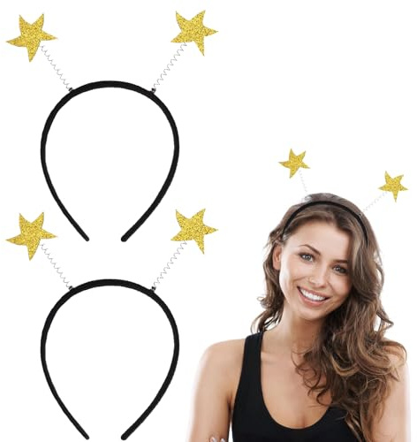 IHLOOTD Sternen Haarreif 2 Stück Silvester Haarreifen Festival Kopfbedeckung Glitzer Silvester Haarschmuck für Foto Requisiten, Neues Jahr, Karneval, Geburtstagsfeier (Gold)