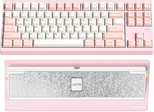 CutiePcs WOBKEY Crush 80 Reboot CNC Aluminum Mechanical Keyboard, Magnetic Ball-Catch Design, Triple-Mode Connectivity, HMX Frost Switches (Lite) / Kailh Cocoa Switches (Pro) (Pro Pink)