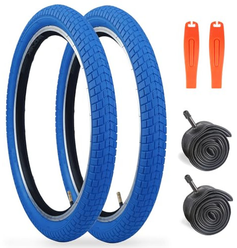 WEEROCK 20-Zoll-Kinder-Fahrradreifen für 50,8 cm (20 Zoll) Jungen-Fahrrad, BMX, MTB, 2 Stück, bunte Fahrradreifen mit Innenschläuchen, faltbare Ersatzreifen für 20-Zoll-Kinderfahrräder