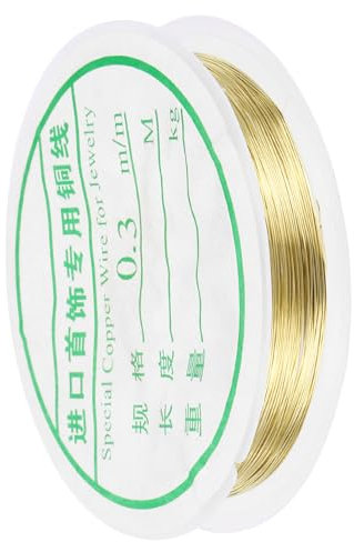 sourcing map 0.3mm/28 Gauge Copper Wire for Jewelry Making, 1 Roll Craft Tarnish Resistant Beading Wire for Jewelry Making Supplies(Gold)-15m