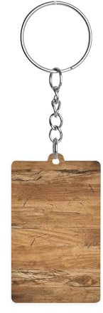 Porte-clés mural rétro en chêne brut en acrylique transparent avec cadre photo, porte-clés double face vierge avec cadre photo, porte-clés avec insert photo, porte-clés personnalisé pour porte-clés B