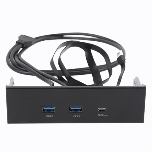 5,25 Zoll Vorderseite USB Hub, Interner USB Hub mit 20 Gbit/S USB3.2 GEN2 USB C und USB A Ports, USB Typ E Key A 19 Pin Header, Optisches Antriebserweiterungsfeld für PC