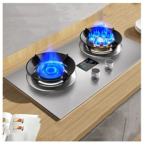 Cuisinière à gaz avec 2 brûleurs, 9 cavités, Dispositif de Protection Automatique Contre l'extinction des Flammes, minuterie de 180 Minutes (GPL)