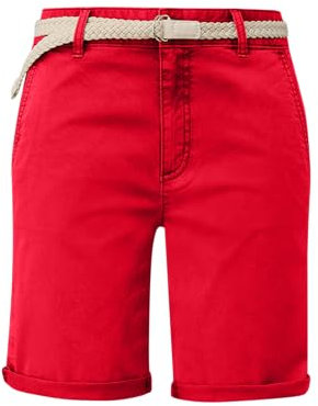 s.Oliver Damen Shorts mit Gürtel – Mid Rise, Straight Fit, Baumwollstretch