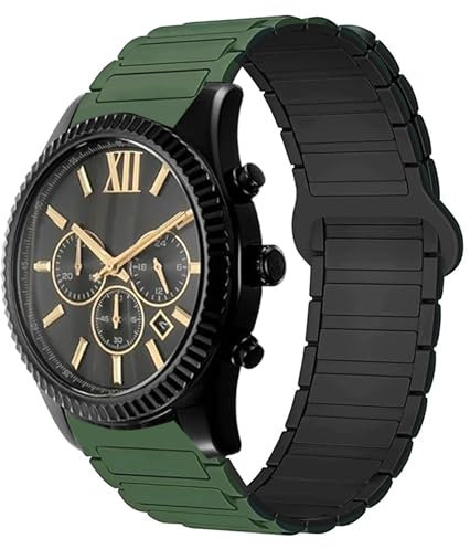 Blueshaweu 18MM 20MM 22MM Armband Kompatibel mit Michael Kors Uhr, Silikon Ganz Magnetisch Einstellbar Uhrarmband Kompatibel für Michael Kors Gen 6 44mm Bradshaw, MKGO, Runway, Sofie (grün, 22MM)