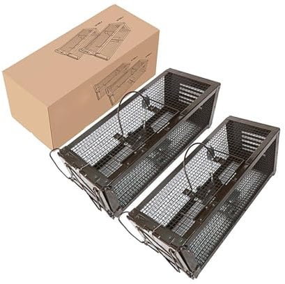 2X Lebendfalle Mausefalle, Rattenfalle, ● XXL, Profi, Garten & Haus, Tierfalle Set, ua Hasen & Hamster, Sensibilität einstellbar, Mehrfach, Lebend, Jagd, Käfig