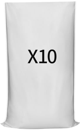 TERRARIDE 10 Sacs à Gravat 55 x 95 cm 55Kg, Sac Jardinage Déchets Verts, Toile Tissée Polypropylène Résistant, Sac de Chantier, Déchets Jardin, Sable, Réutilisable