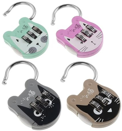 SHINEOFI Cadenas à Combinaison Compact Multifonction Pour Casiers Résistant à L'usure, Serrure à Glace En Métal, Lot De 4 Pièces Colorées Pour Usage Quotidien En Voyage Et Bureau