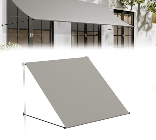 YRHome Toldo retráctil con brazo caído, 150 x 145 cm, toldo para balcón y protección solar para terraza/jardín, resistente a la intemperie, con protección UV, incluye accesorios de montaje, ideal para