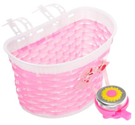 FOYTOKI Panier Vélo Garçon Fille Rose avec Sonnette Détachable PE Résistant pour Garçon Et Fille Pratique Et Stable Compatible Guidon Scooter Et Vélo