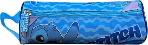 arlis Trousse Scolaire Stitch, Ronde - Dimensions: 23 x9x9 cm (Stitch Bleu)
