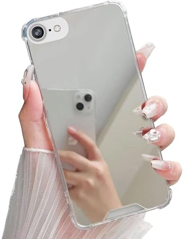 Nadoli Mirror Hülle für iPhone 7/8/SE 2020/2022/2023,Spiegel Makeup Handyhülle Kristallklare Helle Rückseite Weiches TPU und Hartes PC Schmale Hülle Stoßfest Kratzfest