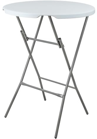 VOSS.garden Stehtisch Rund Ø80x105cm Weiß HDPE Kunststoff mit Stahlrahmen Klapptisch Bartisch Gartentisch