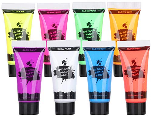 Jeffergarden Pintura para el Cuerpo de la Cara 10 Ml de Luz Negra Fluorescente y Maquillaje de Pintura Corporal para Fiestas de Festivales Halloween