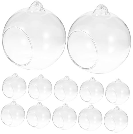 Hängende Glaskugel Terrarien aus Glas für Mikrolandschaften | Glänzend, Gratfrei und Leicht zu Reinigen, für Moos und Bastelobjekte, 12 Stück Transparent