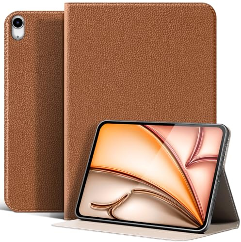 XFYKJIN Hülle für iPad Air 11 M4/M3/M2 & 10,9 5th/4th Gen 2026-2020 | Mikrofaserleder Cover, Stoßfest, Automatischer Schlaf/Aufwachen, Einstellbarer Ständer,Anti-Fingerabdruck, Braun
